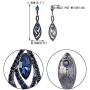 EVER FAITH Womens Crystal Double Marquise Shape Dangle Earrings Blue Sapphire-Color Black-Tone