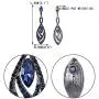 EVER FAITH Womens Crystal Double Marquise Shape Dangle Earrings Blue Sapphire-Color Black-Tone