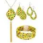 Hicarer 4 Pack Sunflower Print Jewelry Set Y-Shape Tassel Necklace Multilayer Bracelets and Dangle Earrings for Women Girls