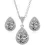 BaubleStar Silver Teardrop Crystal Pendant Necklace Stud Earrings Wedding Jewelry Set BaubleStar Silver Teardrop Crystal Pendant Necklace Stud Earrings Wedding Jewelry Set