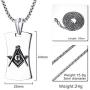 Mealguet Jewelry Stainless Steel Masonic Symbol Freemason Dog Tag Pendant Necklace for Men,24''