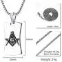 Mealguet Jewelry Stainless Steel Masonic Symbol Freemason Dog Tag Pendant Necklace for Men,24''