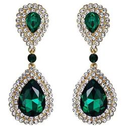 BriLove Womens Fashion Wedding Bridal Crystal Teardrop Infinity Dangle Earrings