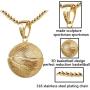 Basketball Pendant Gold Stainless Steel Chain Sports Necklace Hip-hop Jewelry Basketball Fans Gift (Gold)