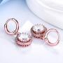 GULICX Womens Rose Gold Electroplated Zircon Vintage Style Round Hoop Earrings Dangle Leverback