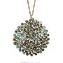 Niumike Handmade Crystal Circle Pendant Necklace for Women Disc Long Statement Necklaces with Box