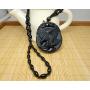 100% Pure Natural Obsidian Pendant Necklace Obsidian Crystal Pendant Necklace Pattern with Bead Chain for Men or Women