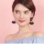 Small Tear Drop Dangle with Chain & Crystal Trimmings, Fan Shape Tassel Statement Earrings Small Tear Drop Dangle with Chain & Crystal Trimmings, Fan Shape Tassel Statement Earrings