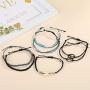 Sllrrka Bohemian Wave Shell Bracelet Set for Women Wax Coated Braided Rope Beach Jewelry