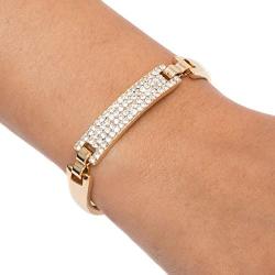 Barzel 18K Gold, Rose Gold Plated or White Gold Plated Bling Crystal ID Bracelet