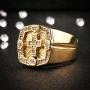 AsAlways Mens Retro Vintage Crusade Cross Biker Religious 18K Gold Plated Stainless Steel Cubic Zirconia CZ Cross Paladin Ring Size 7-13