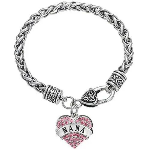 Luvalti “Nana” Charm Crystal Bracelet - Adorable Nana Pink Heart Bracelet - Best Family Jewelry Gift Luvalti “Nana” Charm Crystal Bracelet - Adorable Nana Pink Heart Bracelet - Best Family Jewelry Gift