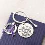FUSTMW Fibromyalgia Awareness Keychain Gifts Fibromyalgia Awareness Ribbon You are Braved Than You Believe Fibromyalgia Inspiration Jewelry