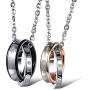MJartoria Matching Necklaces for Couples-His Crazy Her Weirdo Engraved Ring Pendant Necklaces Anniversary Valentines Day Gifts for Boyfriends Girlfriends