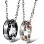 MJartoria Matching Necklaces for Couples-His Crazy Her Weirdo Engraved Ring Pendant Necklaces Anniversary Valentines Day Gifts for Boyfriends Girlfriends