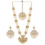 Jwellmart Womens Diva Collection White Kundan Stone Faux Pearl Rani Haar Necklace Earrings Set