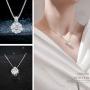 Sllaiss 925 Sterling Silver Rotatable Necklace for Women Girls Personalize Cubic Zirconia Pendant Necklace Flower CZ Necklace Chain 16” Jewelry Gift