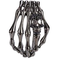 YACQ Womens Skull Skeleton Hand Hinged Bangle Bracelet Fit Wrist Size 7 to 8 Inch - Lead & Nickle Free - Women Girls Biker Jewelry - Halloween Costome Accessories