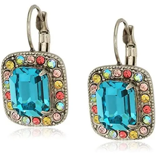 Sorrelli Opulent Octagon Drop Earrings, Antique Silver-Tone Finish, Moonlit Shores Sorrelli Opulent Octagon Drop Earrings, Antique Silver-Tone Finish, Moonlit Shores