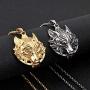 YL Mens Wolf Necklace Stainless Steel Wolf Head Pendant 18k Gold Jewelry