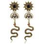 Retro Personality Snake Dangle Earrings Holoow Hot Wheels Rhinestone Alloy Drop Earrings Bohemian Fashion Religious Totem Ear Jewelry