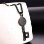 U7 Ward Off Evil Exorcism Jewelry Stainless Steel/Black / 18K Gold Plated Saint Benedict Medal Design Key Pendant Necklace
