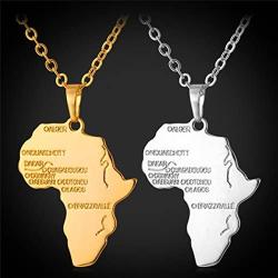 Godyce Africa Map Necklace Jewelry - Gold/Silver-Tone Alloy with Gift Box