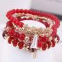 NSLS 5 Sets Boho Bracelets for Women Multilayer Stackable Sparkly Crystal Beaded Stretch Bracelets Set for Teen Girls Bead Bracelet Jewelry Set