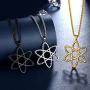 beautlace Atom Chemistry Science Symbol Necklaces/Earrings/Set 18K Gold/Silver/Black Gun Plated Scientist Physicist Chemist Teacher Gift Science Lovers