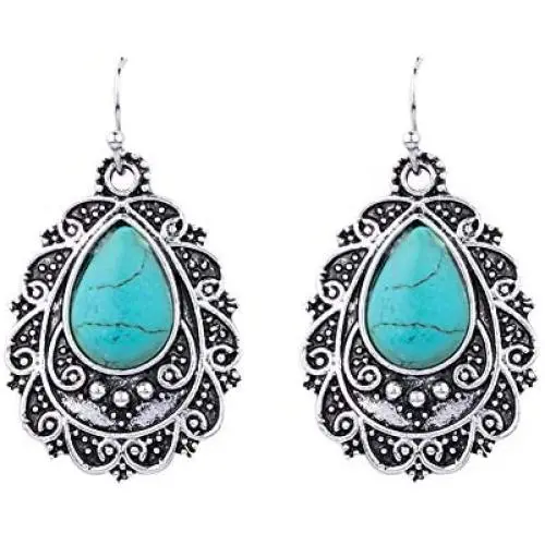 Turquoise Statement Dangle Earrings – Vintage Simple Boho Turquoise Drop Earrings for Women Girls Ladies, Western Blue Bohemian Turquoise Earrings Turquoise Statement Dangle Earrings – Vintage Simple Boho Turquoise Drop Earrings for Women Girls Ladies, Western Blue Bohemian Turquoise Earrings
