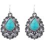 Turquoise Statement Dangle Earrings – Vintage Simple Boho Turquoise Drop Earrings for Women Girls Ladies, Western Blue Bohemian Turquoise Earrings