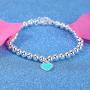 Jewanfix Charm Bracelet for Girls, Womens Stainless Steel Love Heart Charm Beaded Delicate Bracelet