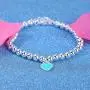 Jewanfix Charm Bracelet for Girls, Womens Stainless Steel Love Heart Charm Beaded Delicate Bracelet