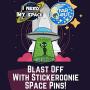 Stickeroonie Enamel Pin Set - I Need My Space Enamel Pin and Cute Astro Cat Astronaut Galaxy Planet Lapel Pin 1.2 Inches Enamel Pins Set Cute Backpack Lapel Pins Hat Pins Clothing Pins Cute Jewelry