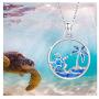 Waysles Turtle Necklace for Women Sterling Silver Tropical Palm Tree/Ocean Wave and Cute Turtle Pendant Necklaces Lovely Jewelry Gift for Women Girls