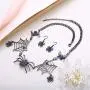 EVER FAITH Halloween Jewelry Accessory Austrian Crystal Vivid Spiders Web Cool Animal Necklace Earrings Set