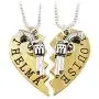 MayLove 2pcs Bonnie Clyde Pistol Gun Partner Necklace Broken Heart Pendant Chain Couple Jewelry