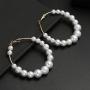 Gold Pearl Hoop Earrings for Women Fashion Lightweight Pearl Earrings Drop Dangle Earrings for Girls Jewelry Gifts