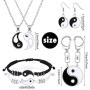 Hicarer Yin Yang Necklaces for Friends with Adjustable Matching Cord Bracelets, Earrings and Key Chains for Friendship Jewelry Valentines Day Boyfriend Girlfriend Relationship Supply