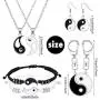 Hicarer Yin Yang Necklaces for Friends with Adjustable Matching Cord Bracelets, Earrings and Key Chains for Friendship Jewelry Valentines Day Boyfriend Girlfriend Relationship Supply