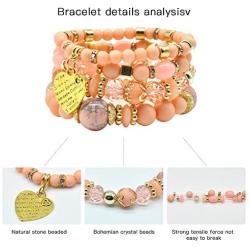 Bohemian Bracelet Sets for Women - 6 Sets Stackable Stretch Bracelets Multi-color Boho Jewelry for Women Hippie Bracelets Dainty Jewelry Best Friend Gift