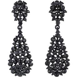 EVER FAITH Womens Austrian Crystal Party Hollow-out Teardrop Dangle Earrings