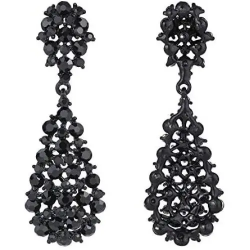 EVER FAITH Womens Austrian Crystal Party Hollow-out Teardrop Dangle Earrings EVER FAITH Womens Austrian Crystal Party Hollow-out Teardrop Dangle Earrings