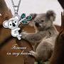 AOBOCO Sterling Silver Cute Animal Heart Pendant Necklace for Women Teen Girls, Embellished with Crystals from Austria