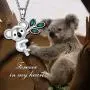AOBOCO Sterling Silver Cute Animal Heart Pendant Necklace for Women Teen Girls, Embellished with Crystals from Austria