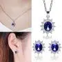 Artificial Sapphire Earrings and Necklace Set Retro Style Rhinestone Paved Necklace with Matching Ear Stud Hypoallergenic Women Wedding Jewelry Set Artificial Sapphire Earrings and Necklace Set Retro Style Rhinestone Paved Necklace with Matching Ear Stud Hypoallergenic Women Wedding Jewelry Set
