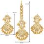Aheli Exquisite Design Colored Faux Kundan Chandbali Earrings Maang Tikka Set Ethnic Indian Jewelry for Women