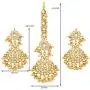 Aheli Exquisite Design Colored Faux Kundan Chandbali Earrings Maang Tikka Set Ethnic Indian Jewelry for Women