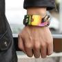 ROWIN&CO Super Large 32mm Mens Bracelets Rainbow Multicolor Heavy 316L Stainless Steel Huge Punk Wrist Chain & Curb Cuban Chain Bangles Men Jewelry, 9.5 inch
