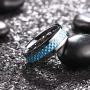 King Will GENTLEMAN 8mm Black/Blue Carbon Fiber Tungsten Carbide Wedding Band Ring Polished Finish Comfort Fit